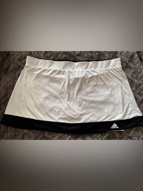 Adidas White with Black Hem Athletic Skort